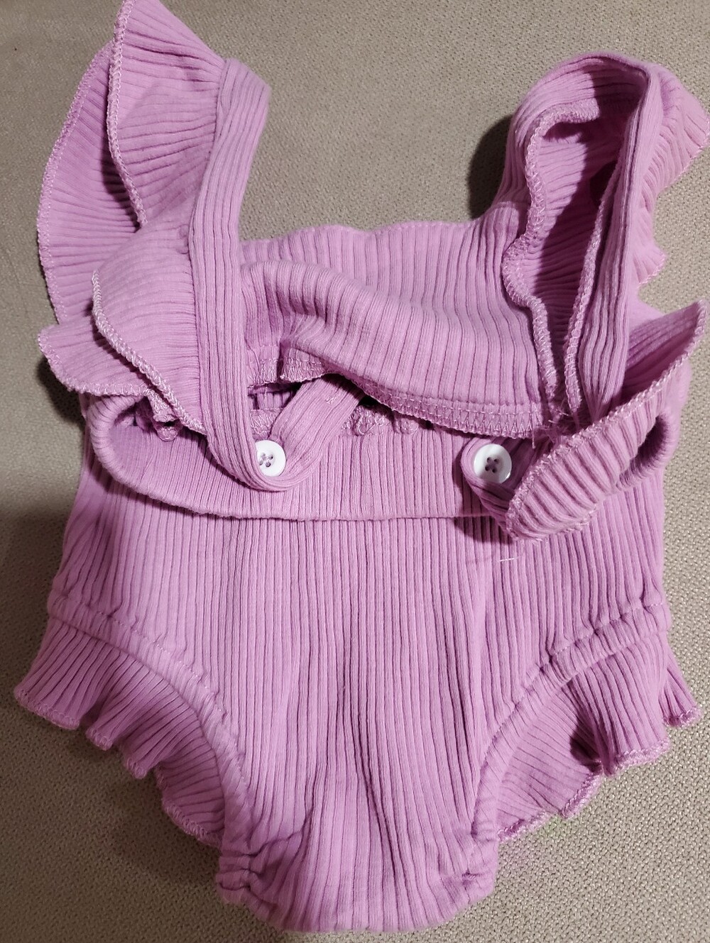 Pink Ruffle Strap Baby One-Piece Romper - Picture 3 of 5